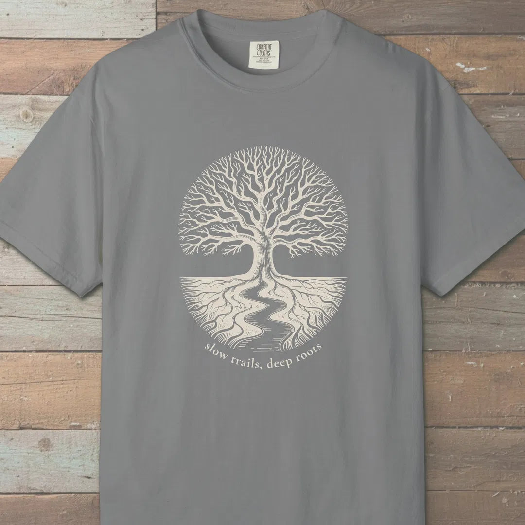 Slow Trails Grove T-Shirt Grey Outdoor Nature Tee