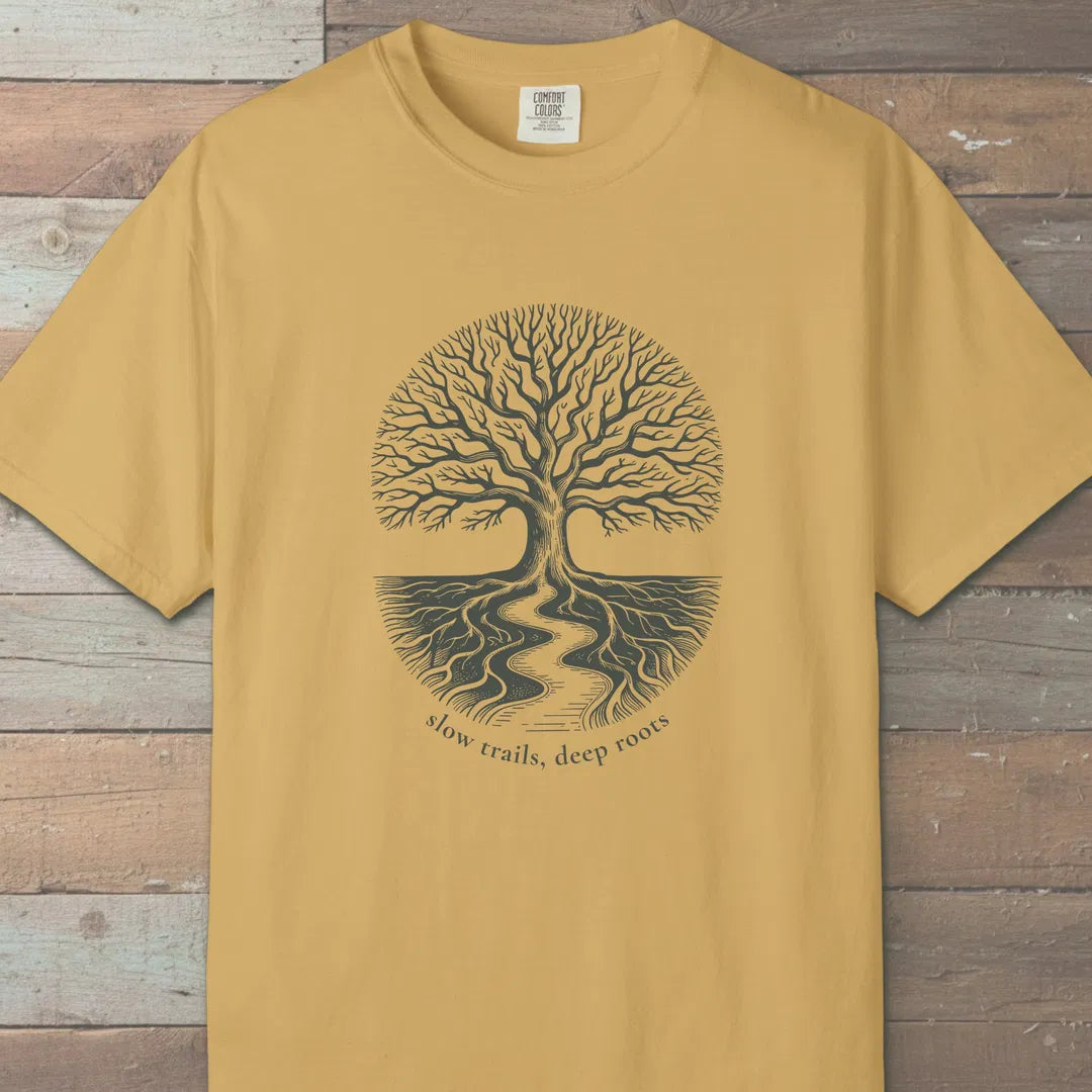 Slow Trails Grove T-Shirt Mustard Outdoor Nature Tee
