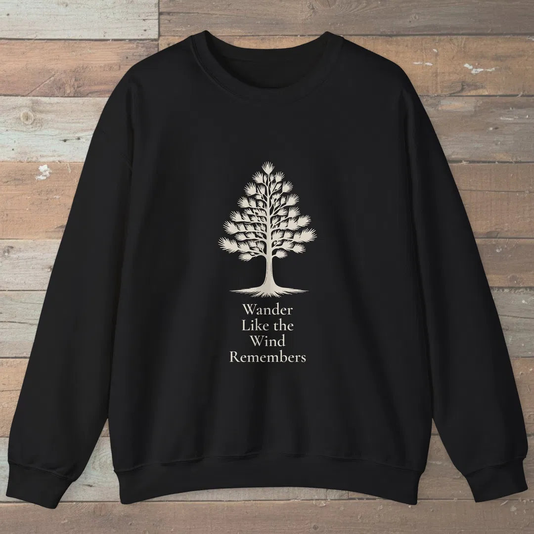 Wind Remembers Sweatshirt Black Outdoor Nature Tee