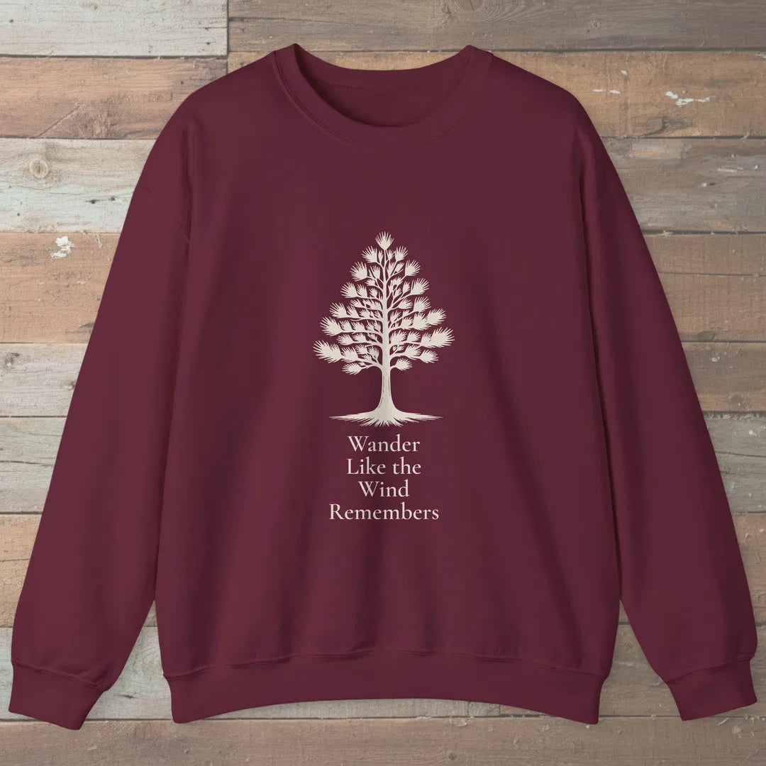 Wind Remembers Sweatshirt Maroon Outdoor Nature Tee