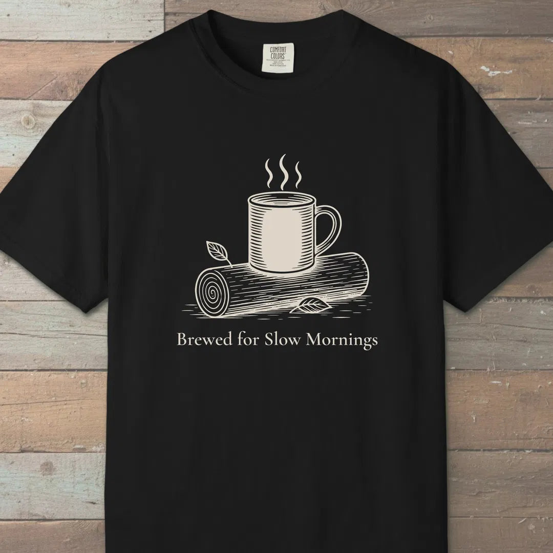Slow Mornings T-Shirt Black Outdoor Nature Tee