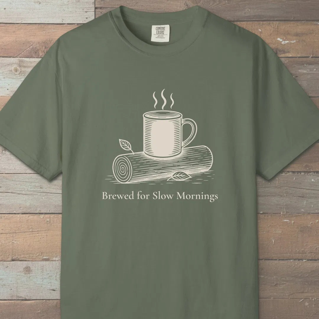 Slow Mornings T-Shirt Moss Outdoor Nature Tee