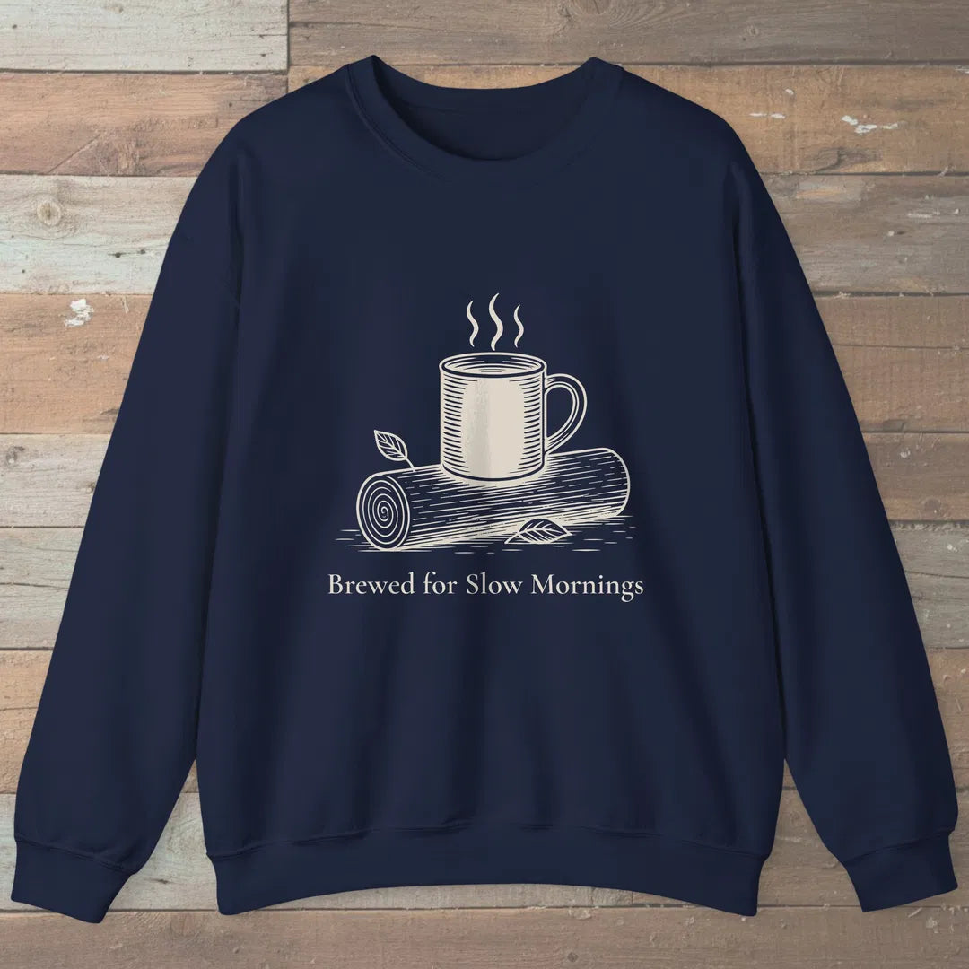 Slow Mornings Sweatshirt Navy Outdoor Nature Tee
