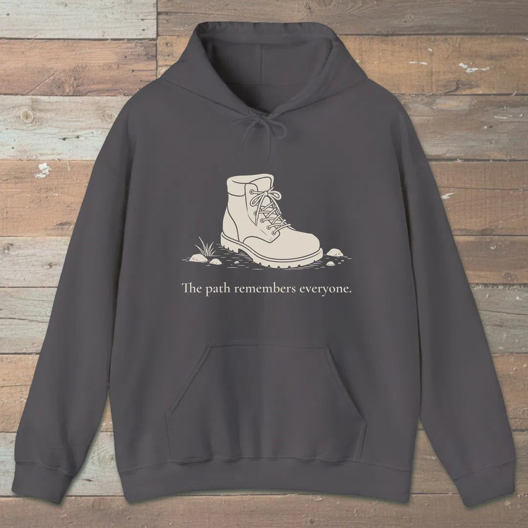 Path Remembers Hoodie Charcoal Outdoor Nature Tee