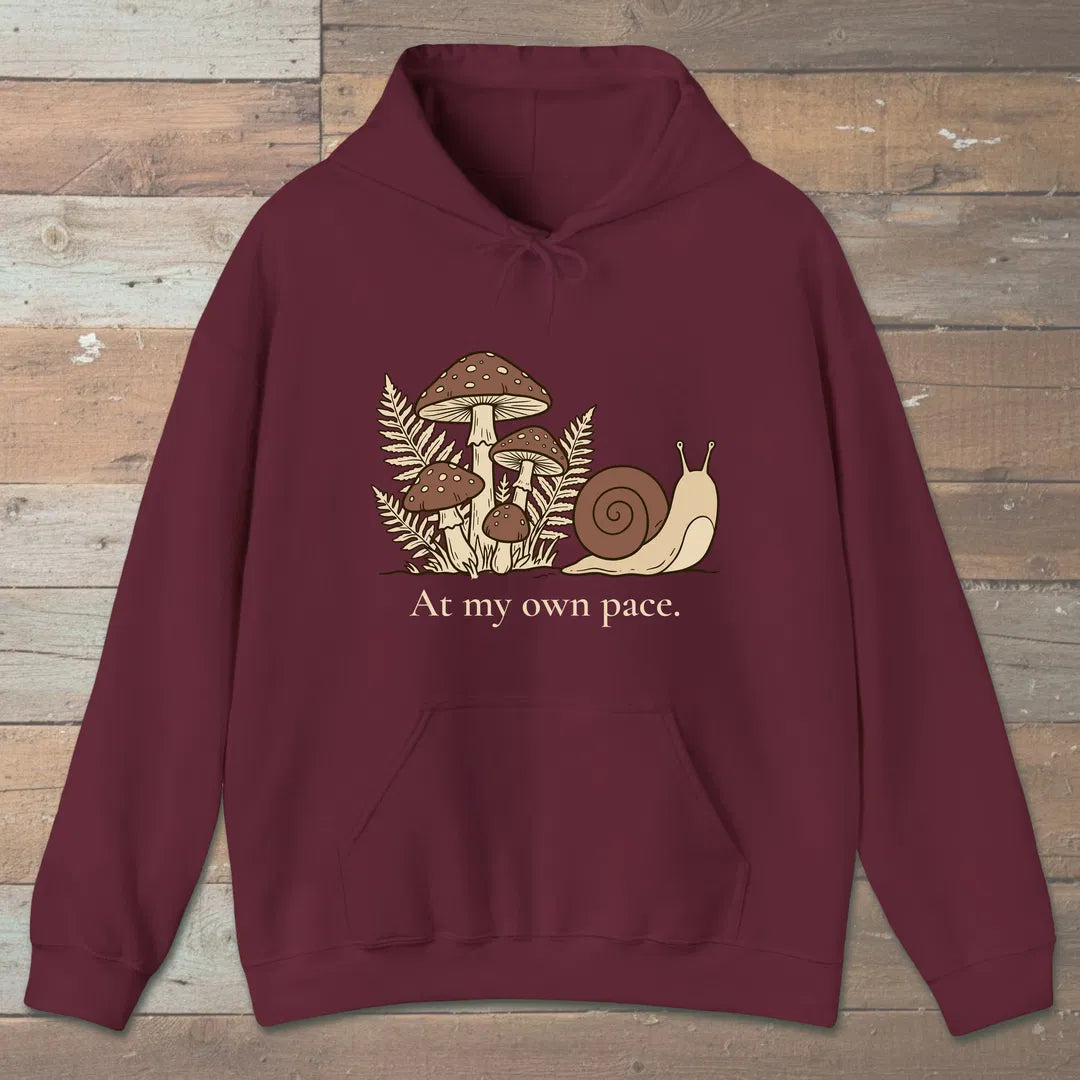 Own Pace Hoodie Maroon Outdoor Nature Tee