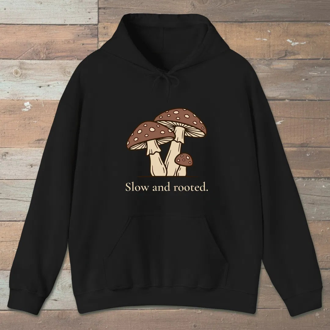 Slow And Rooted Hoodie Black Outdoor Nature Tee