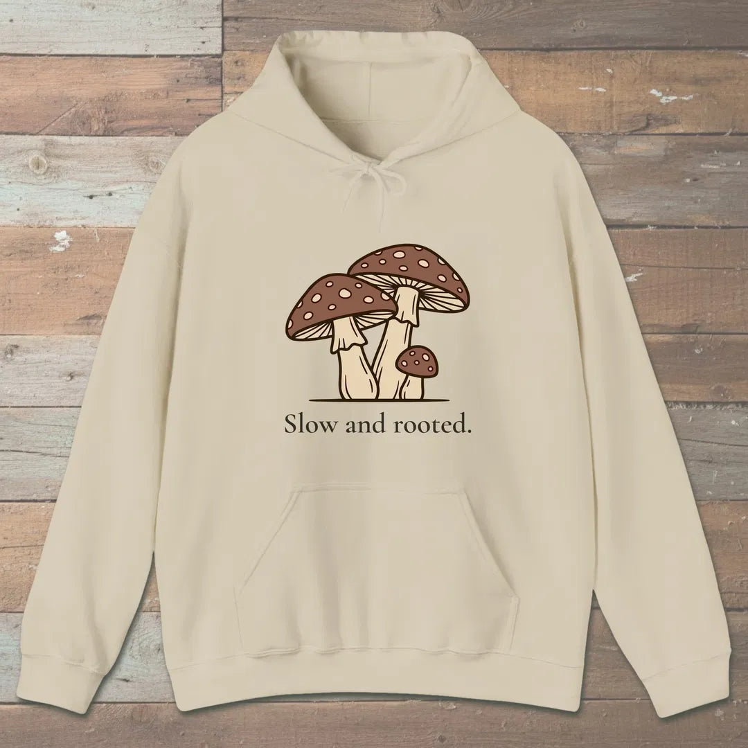 Slow And Rooted Hoodie Sand Outdoor Nature Tee