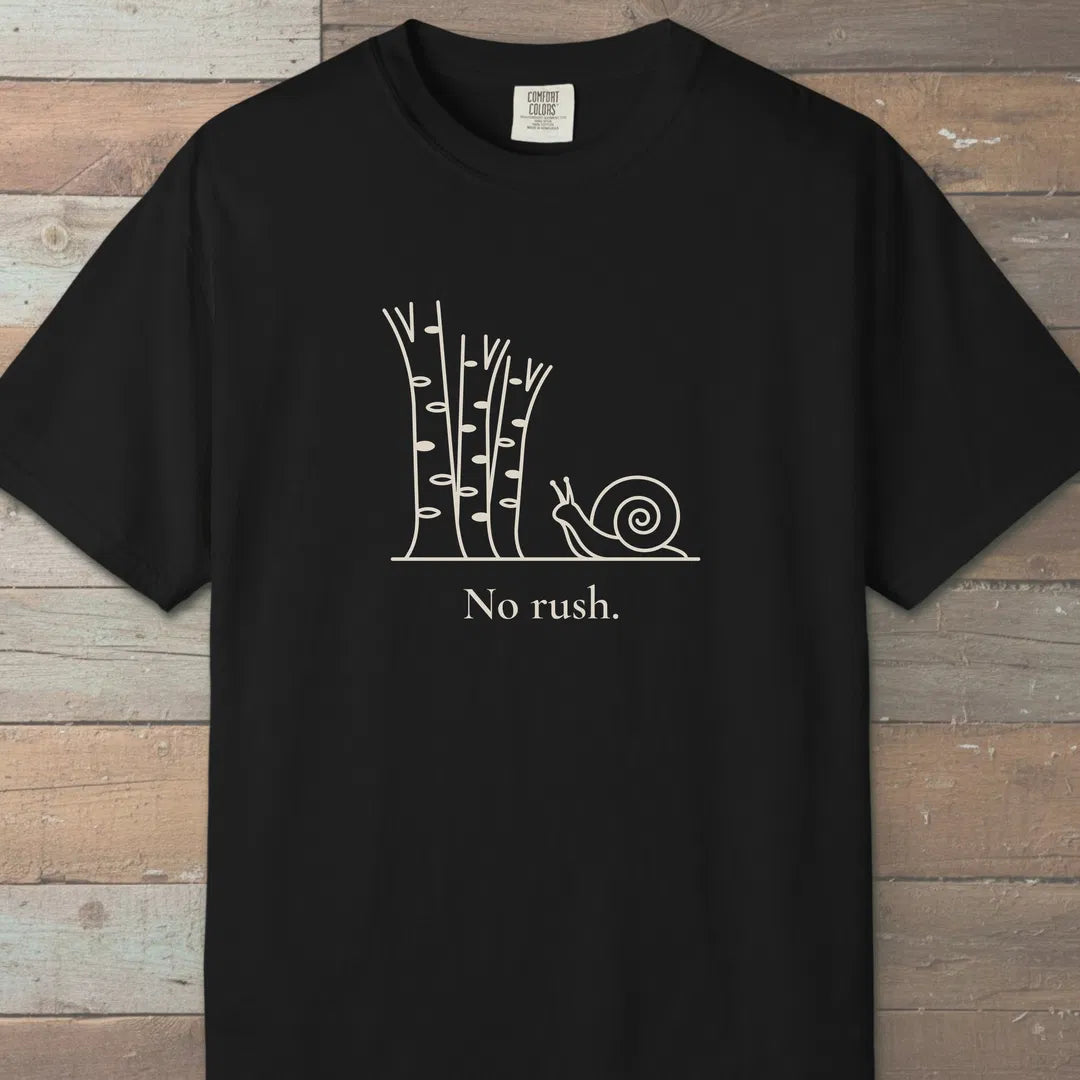 No Rush T-Shirt Black Outdoor Nature Tee