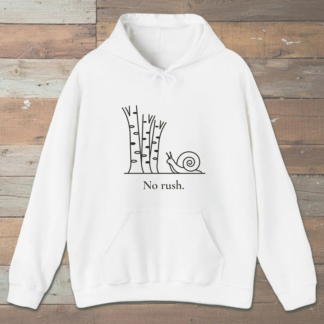 No Rush Hoodie White Outdoor Nature Tee