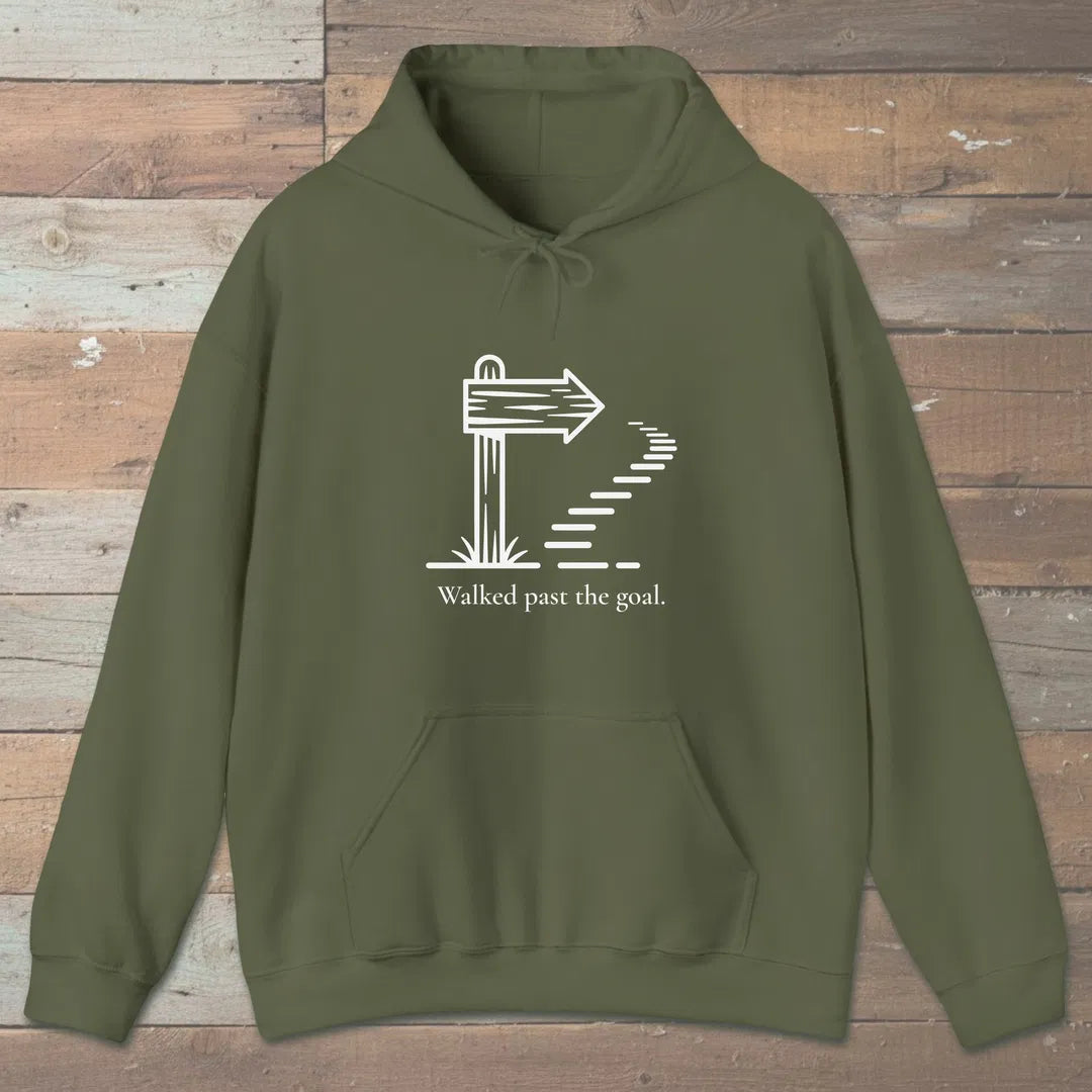 Past The Goal Hoodie Military Green Outdoor Nature Tee