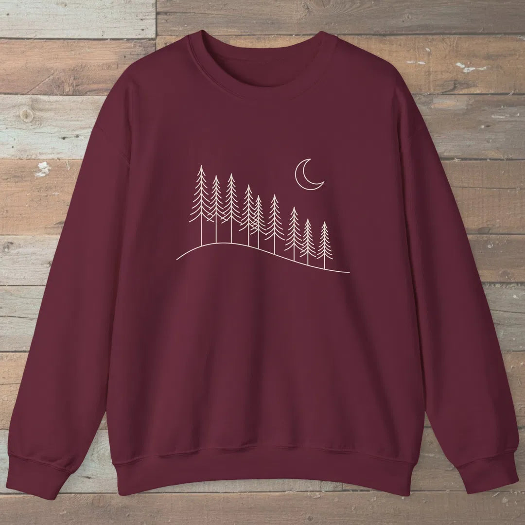 Night Ridge Sweatshirt Maroon Outdoor Nature Tee