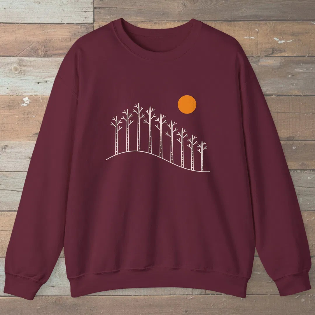 Birch Hill Sweatshirt Maroon Outdoor Nature Tee