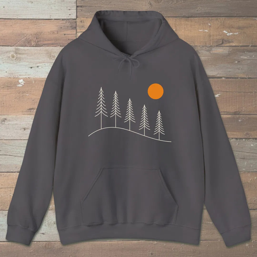 Golden Hour Ridge Hoodie Charcoal Outdoor Nature Tee