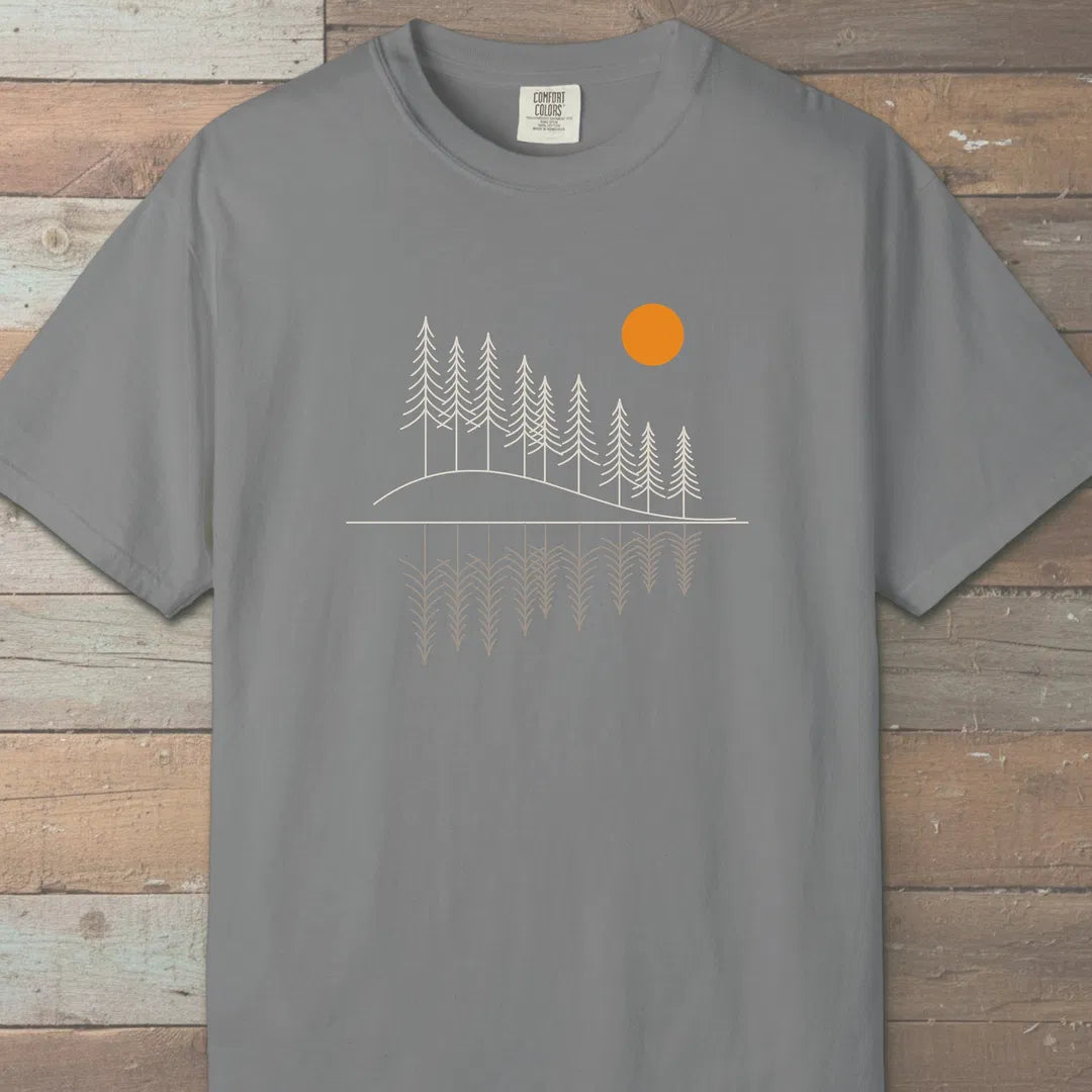 Forest Reflection T-Shirt Grey Outdoor Nature Tee
