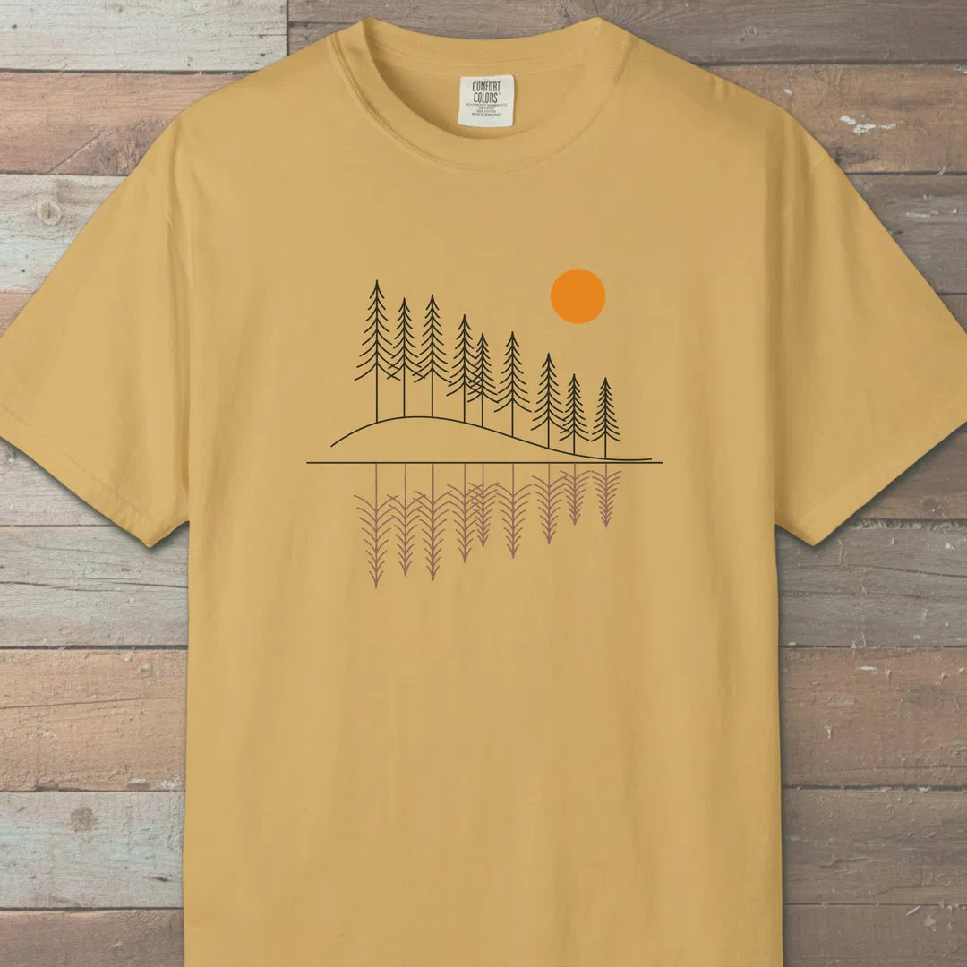 Forest Reflection T-Shirt Mustard Outdoor Nature Tee
