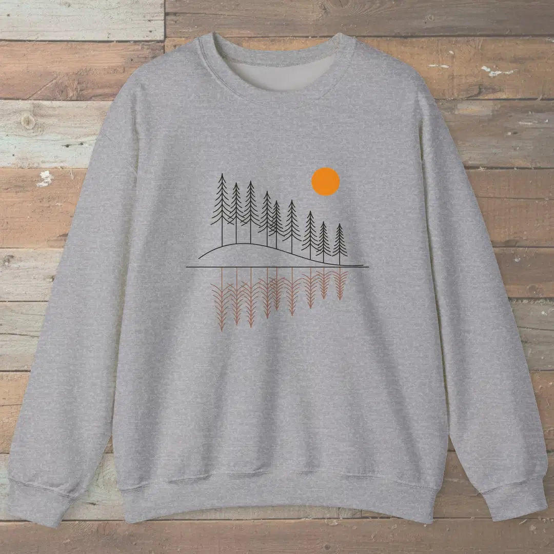Forest Reflection Sweatshirt Sport Grey Outdoor Nature Tee