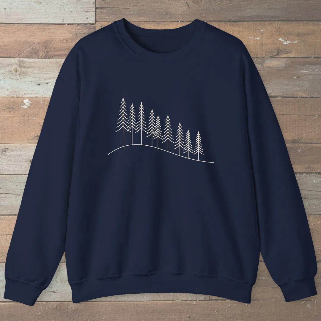 Treeline Descent Sweatshirt Navy Outdoor Nature Tee