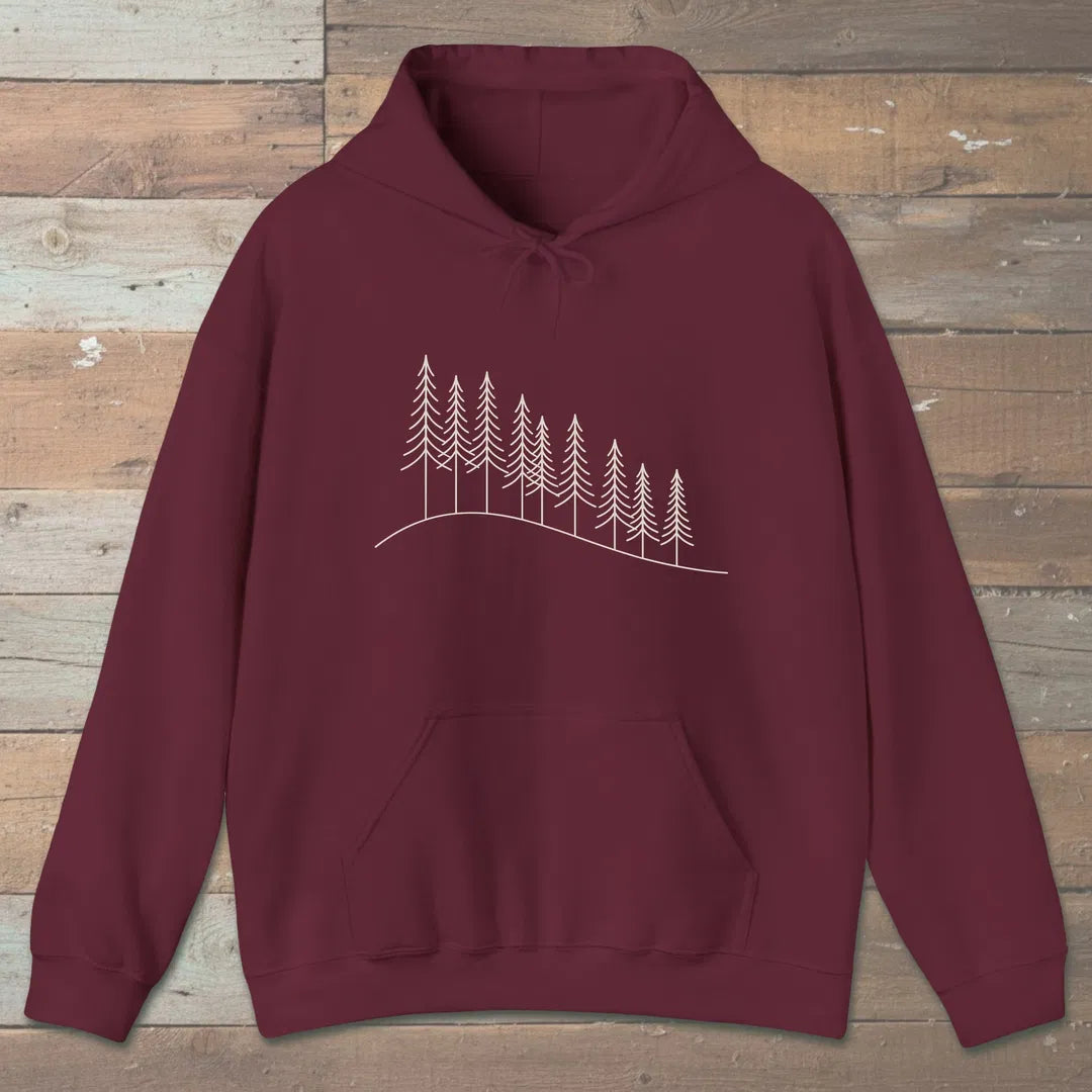 Treeline Descent Hoodie Maroon Outdoor Nature Tee