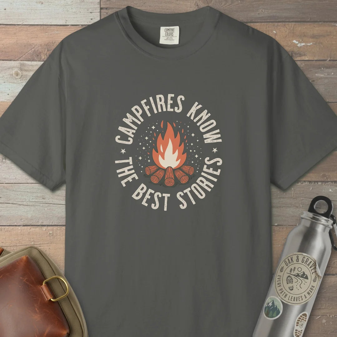 Campfires Know The Best Stories T-Shirt Pepper Outdoor Nature Tee