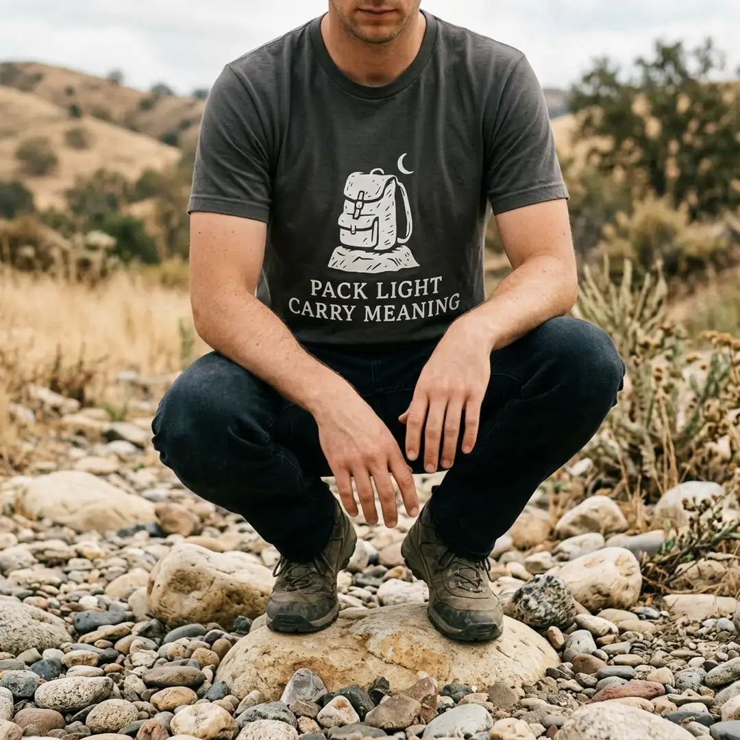 Pack Light Carry Meaning T-Shirt Outdoor Nature Tee