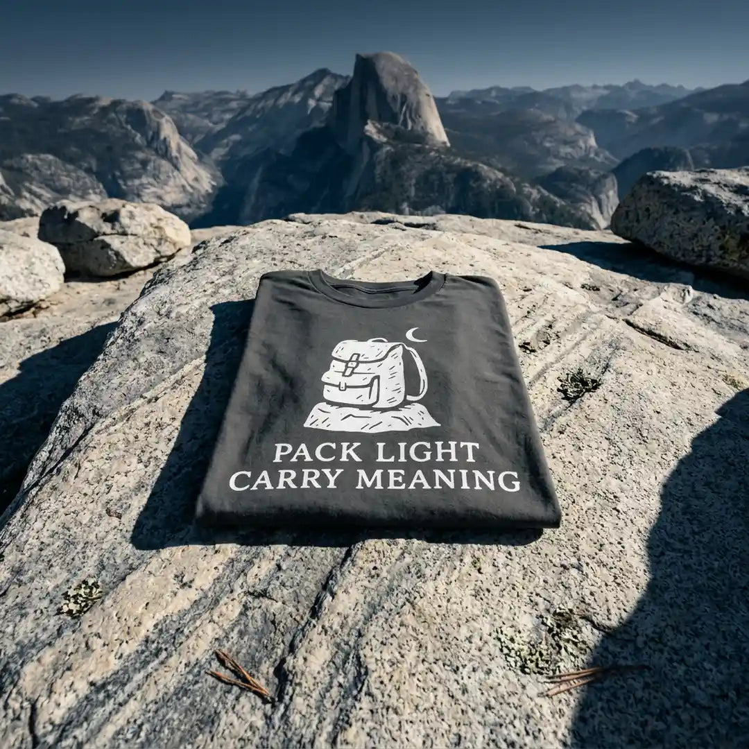 Pack Light Carry Meaning T-Shirt Outdoor Nature Tee