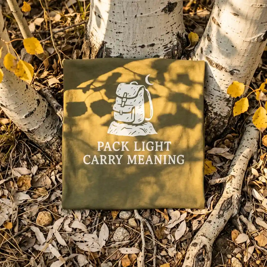 Pack Light Carry Meaning T-Shirt Outdoor Nature Tee