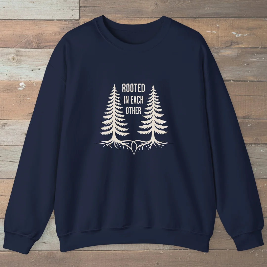 Rooted In Each Other Sweatshirt Navy Outdoor Nature Tee