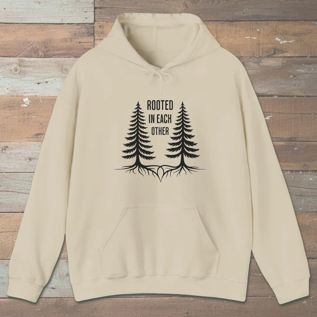 Rooted In Each Other Hoodie Sand Outdoor Nature Tee