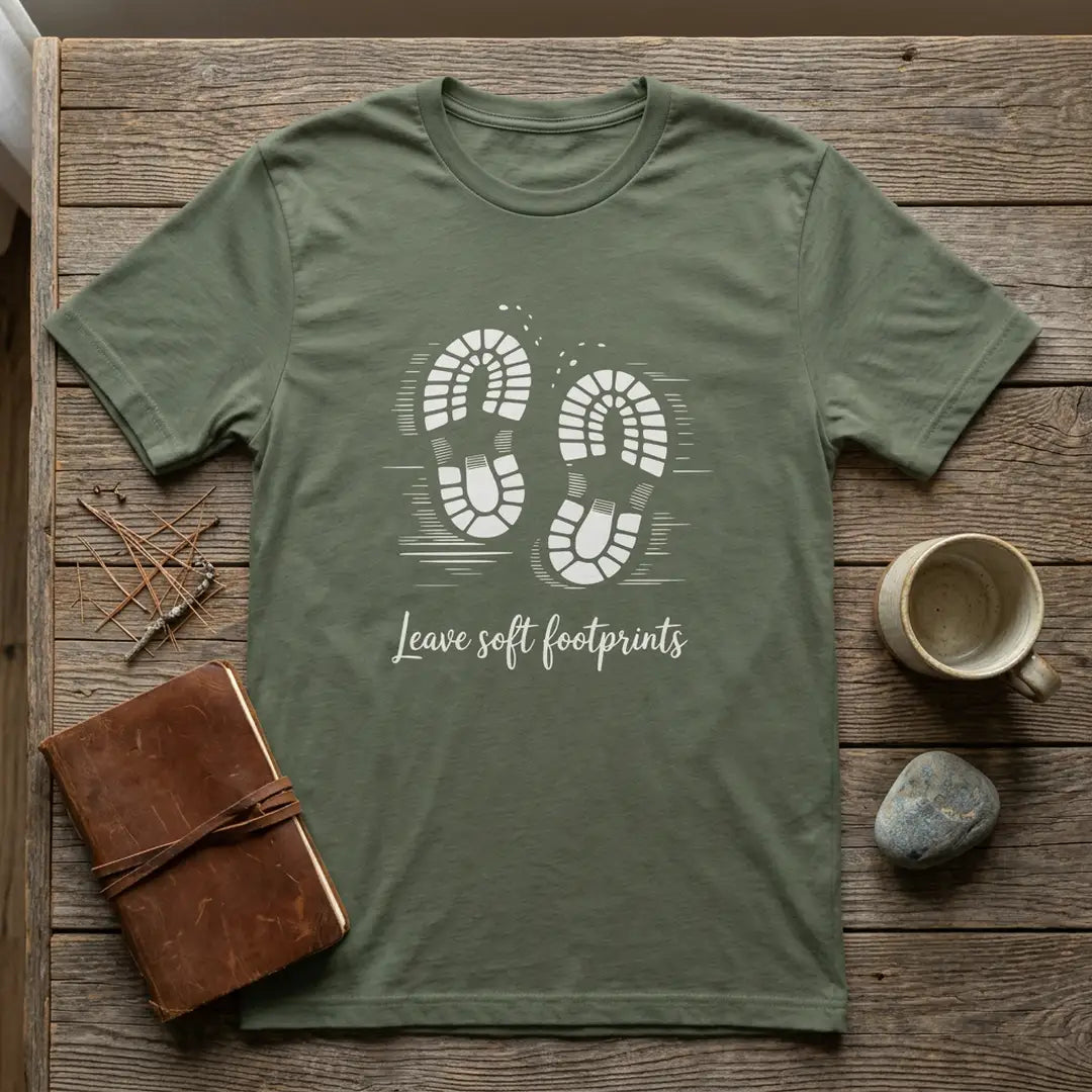 Leave Soft Footprints T-Shirt Outdoor Nature Tee