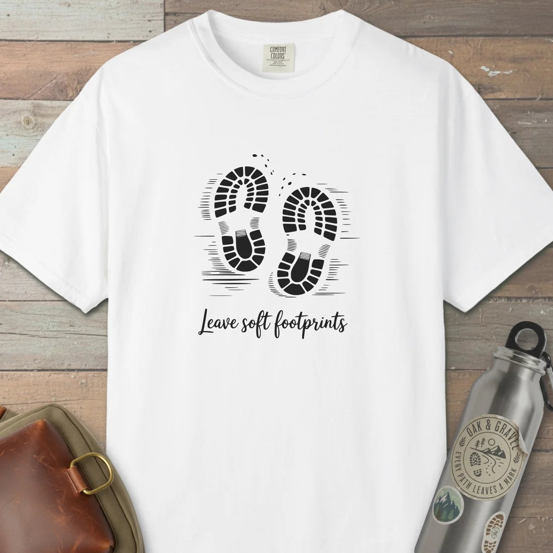 Leave Soft Footprints T-Shirt White Outdoor Nature Tee