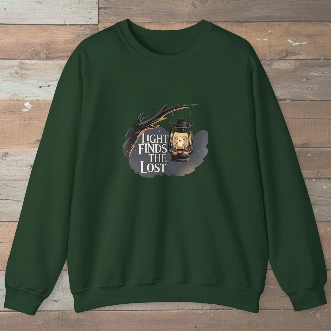 Light Finds The Lost Sweatshirt Forest Green Outdoor Nature Tee