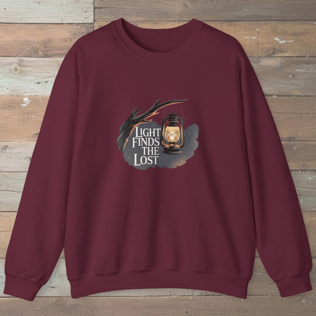 Light Finds The Lost Sweatshirt Maroon Outdoor Nature Tee
