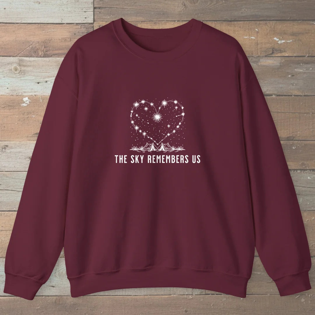 The Sky Remembers Us Sweatshirt Maroon Outdoor Nature Tee