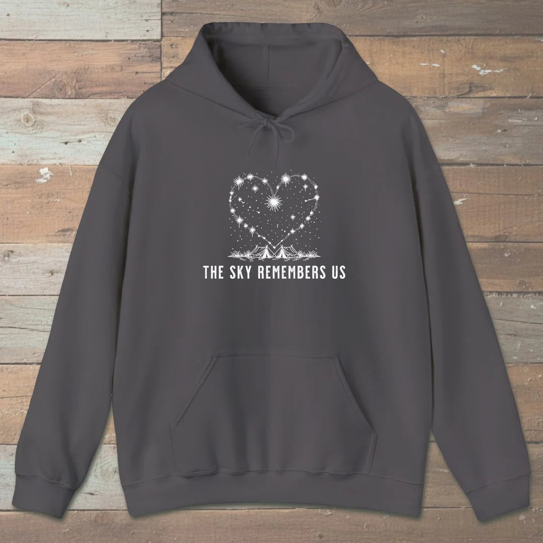 The Sky Remembers Us Hoodie Charcoal Outdoor Nature Tee