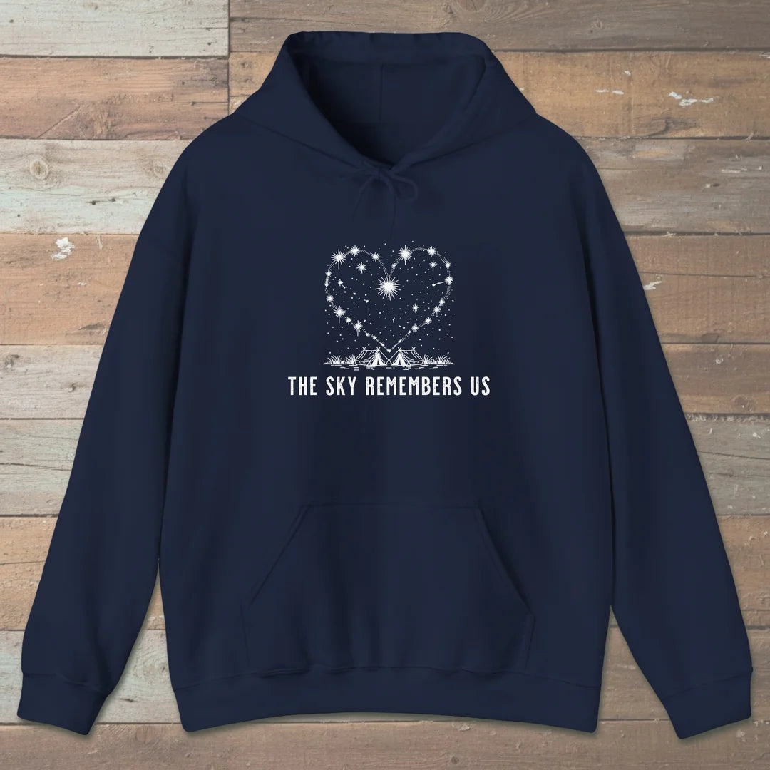 The Sky Remembers Us Hoodie Navy Outdoor Nature Tee