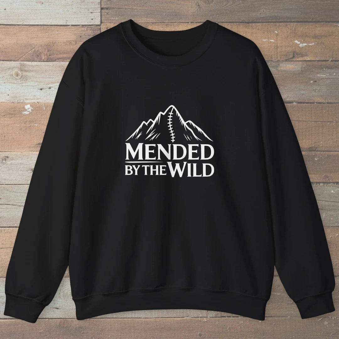 Mended By The Wild Sweatshirt Black Outdoor Nature Tee