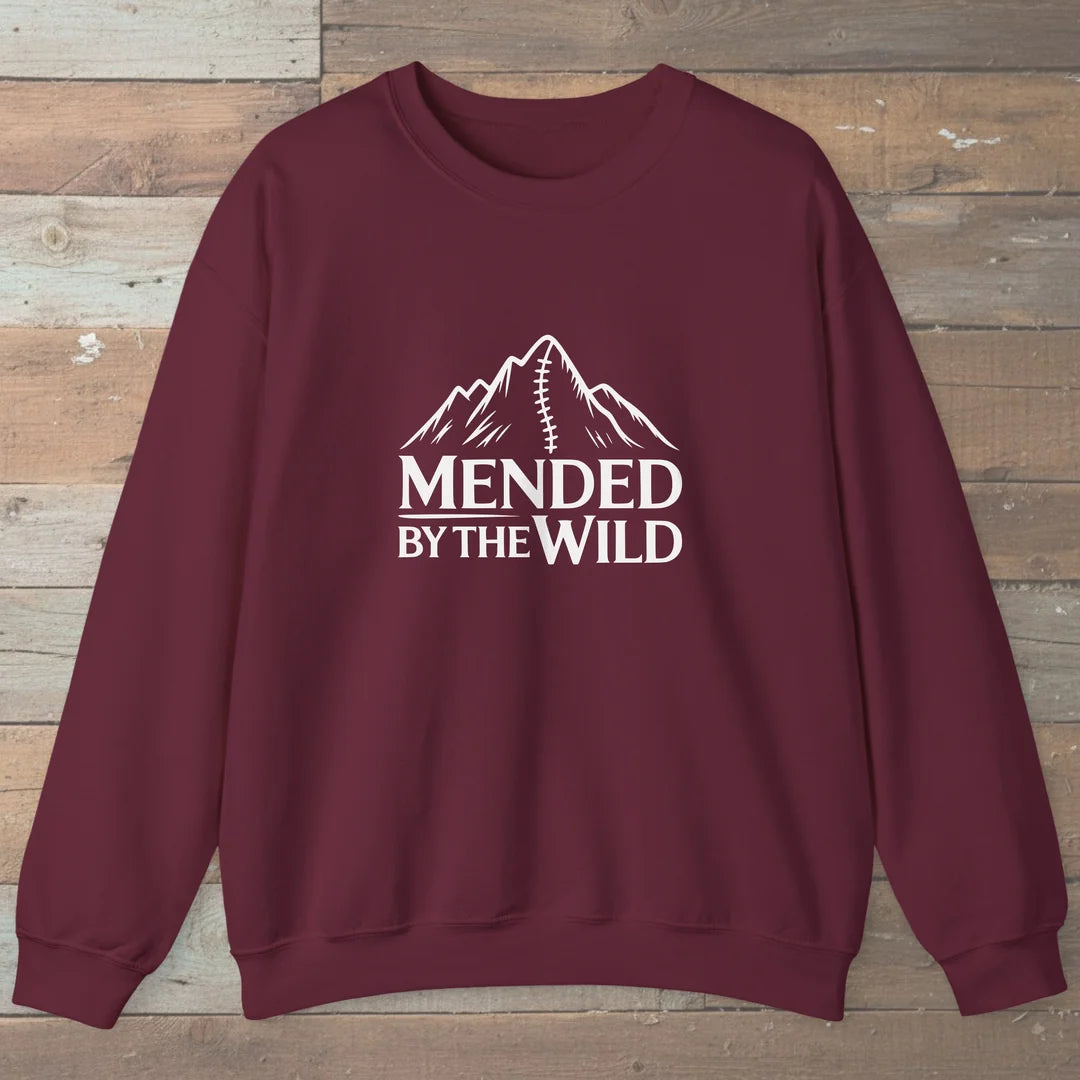 Mended By The Wild Sweatshirt Maroon Outdoor Nature Tee