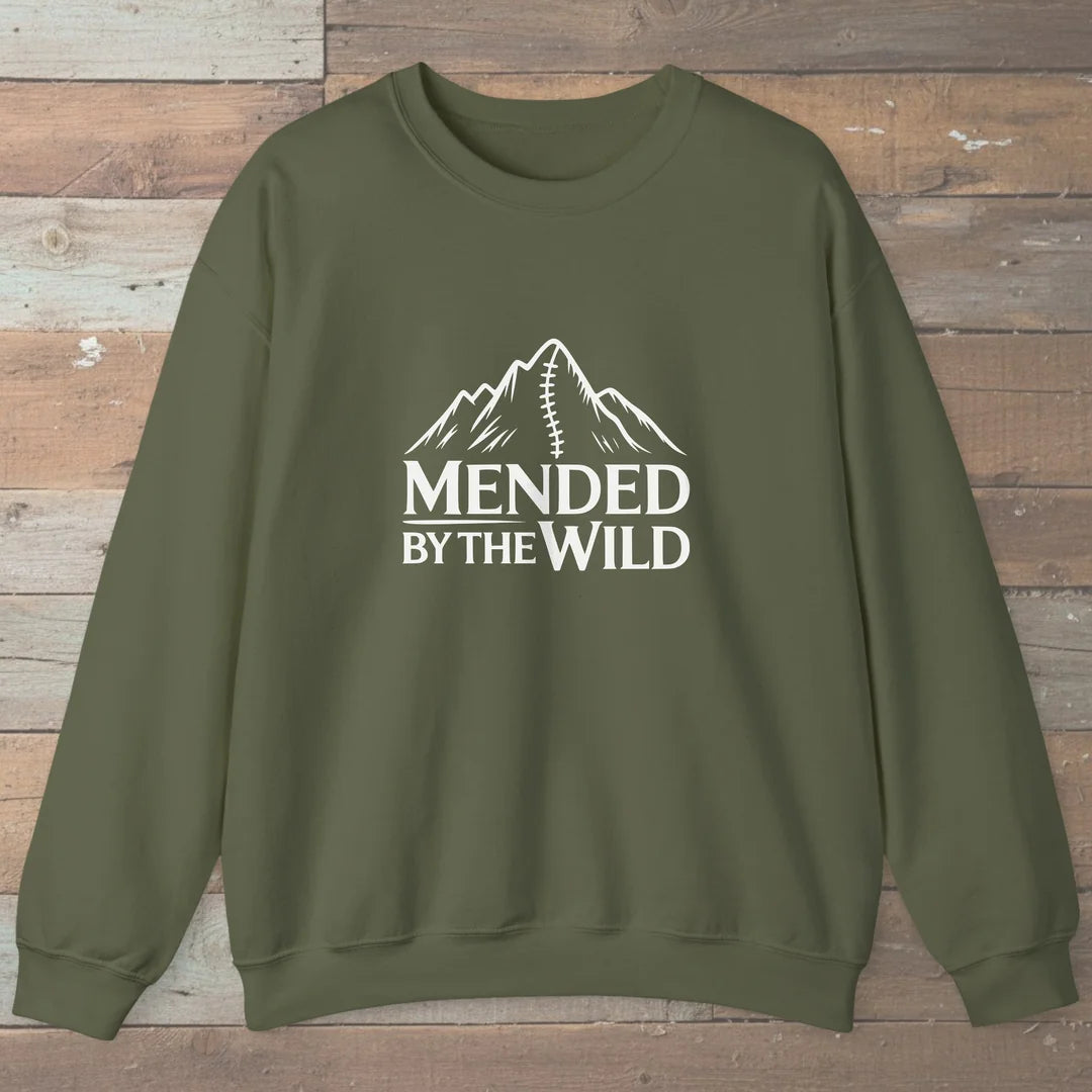 Mended By The Wild Sweatshirt Military Green Outdoor Nature Tee