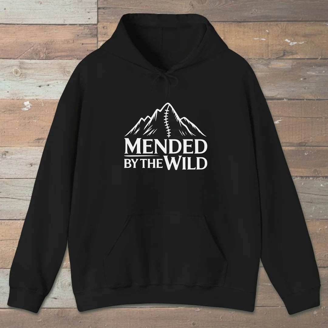 Mended By The Wild Hoodie Black Outdoor Nature Tee