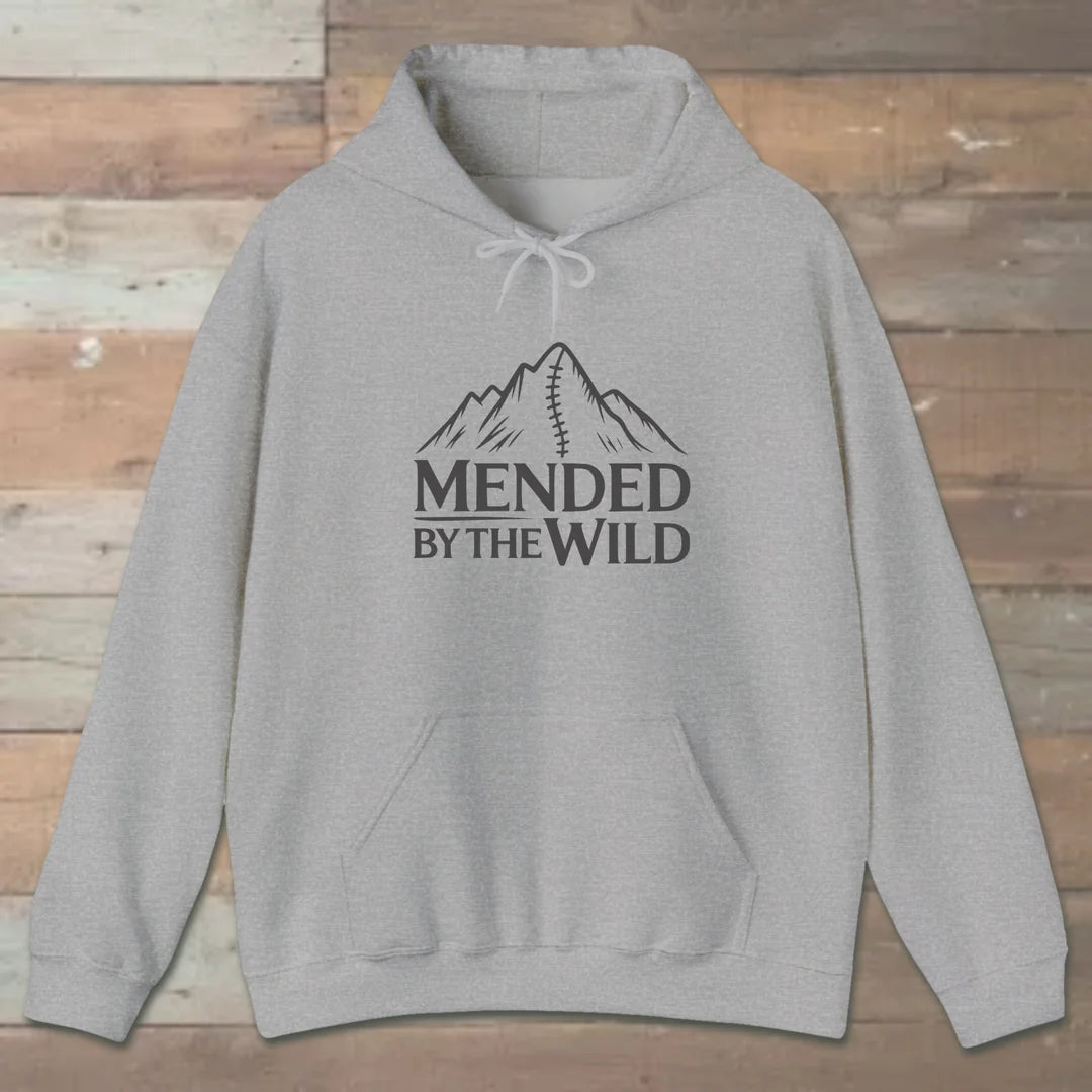 Mended By The Wild Hoodie Sport Grey Outdoor Nature Tee
