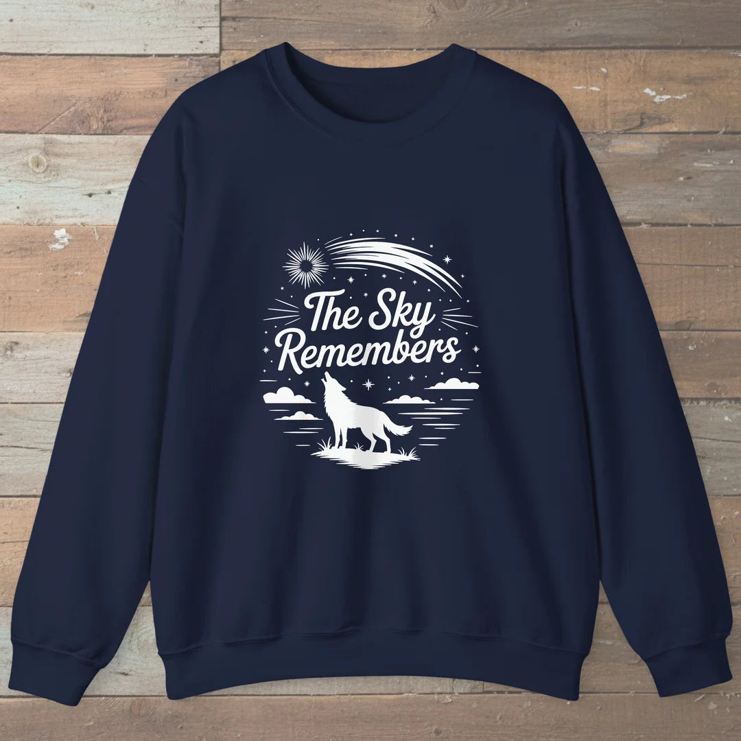 The Sky Remembers Sweatshirt Navy Outdoor Nature Tee