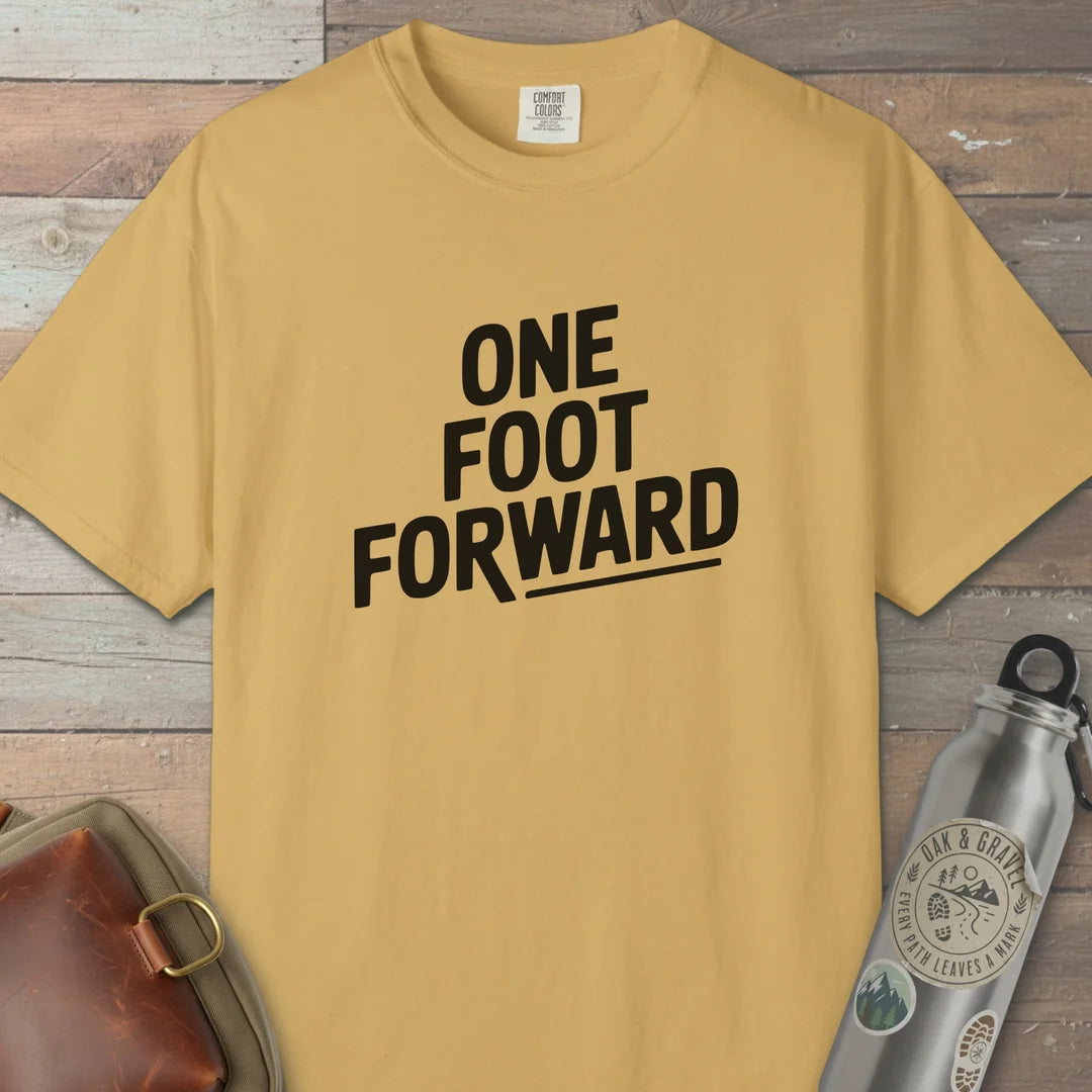 One Foot Forward T-Shirt Mustard Outdoor Nature Tee