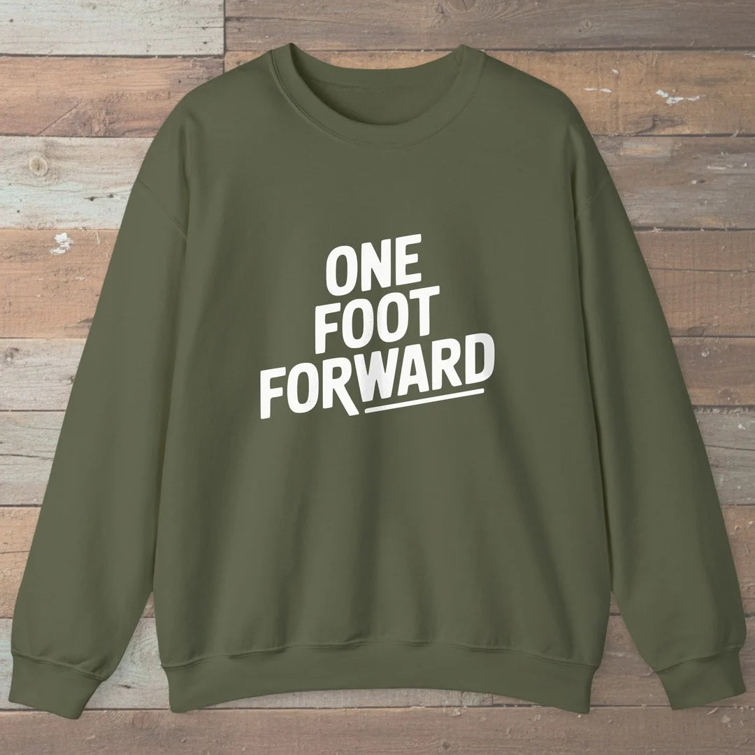 One Foot Forward Sweatshirt Military Green Outdoor Nature Tee