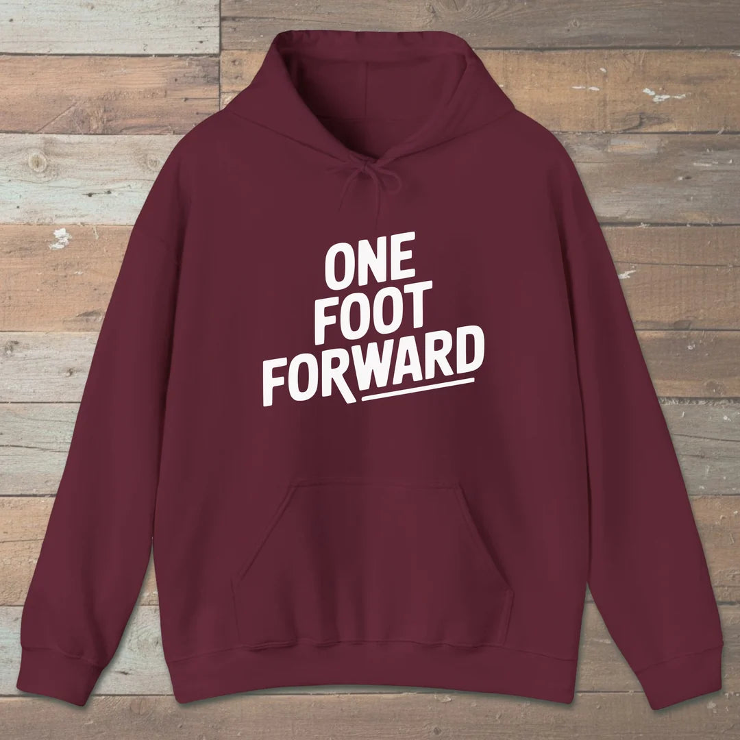 One Foot Forward Hoodie Maroon Outdoor Nature Tee
