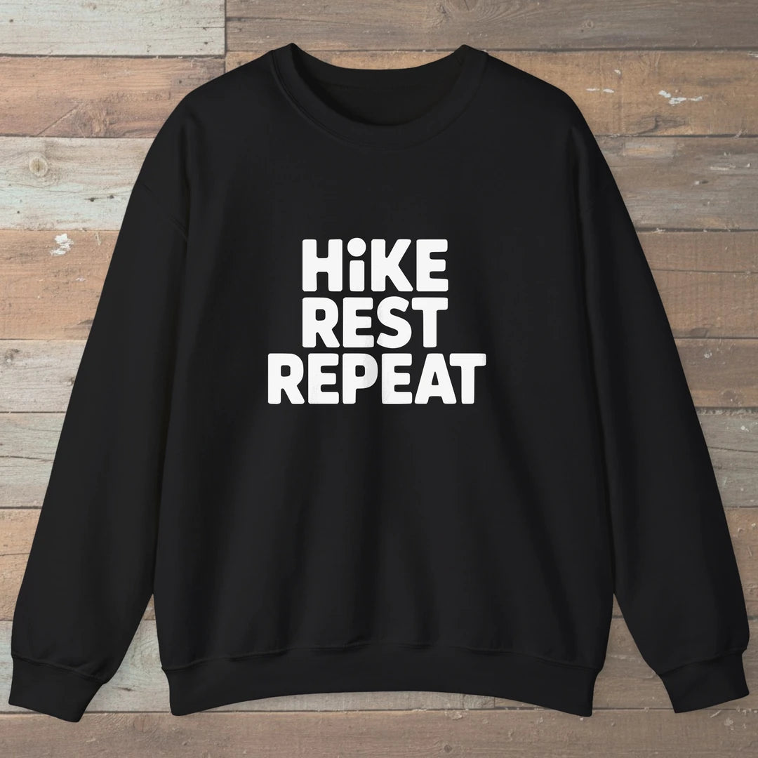 Hike Rest Repeat Sweatshirt Black Outdoor Nature Tee
