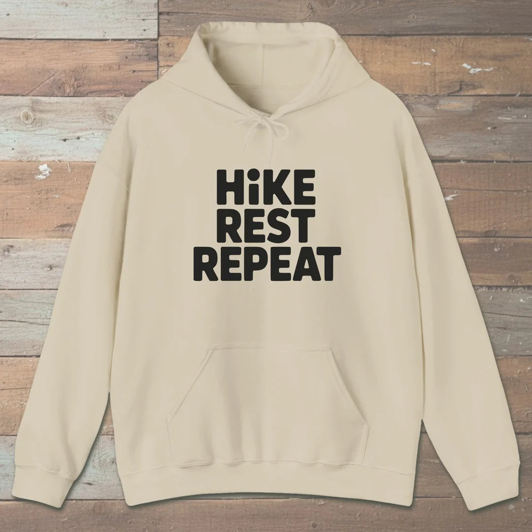 Hike Rest Repeat Hoodie Sand Outdoor Nature Tee