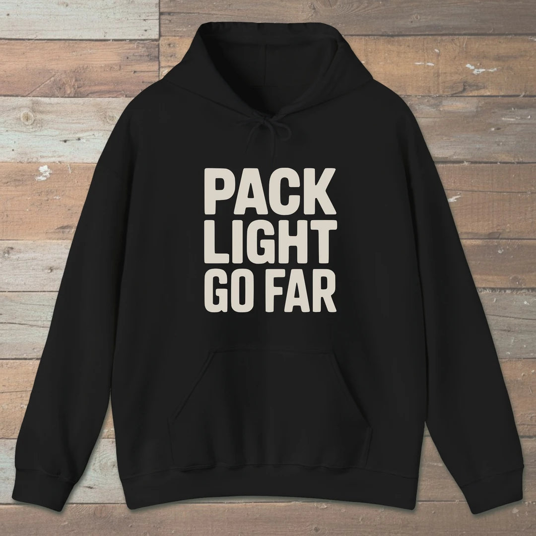 Pack Light Go Far Hoodie Black Outdoor Nature Tee