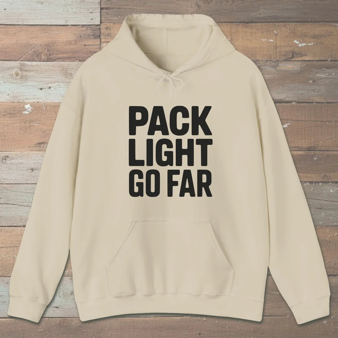Pack Light Go Far Hoodie Sand Outdoor Nature Tee