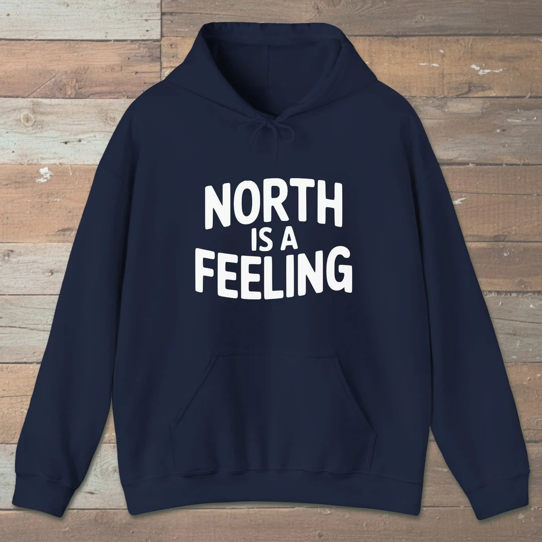 North Is A Feeling Hoodie Navy Outdoor Nature Tee