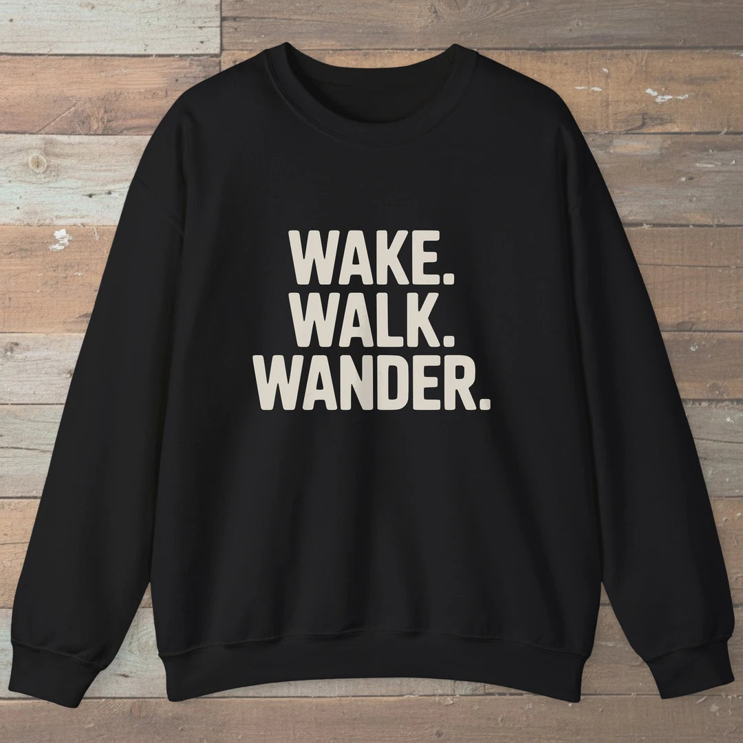 Wake Walk Wander Sweatshirt Black Outdoor Nature Tee